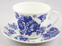 ENGLISH BONE CHINA BREAKFAST CUP SAUCER - BLUE ROS