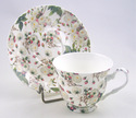 ENGLISH FINE BONE CHINA CUP AND SAUCER - WHITE ROS