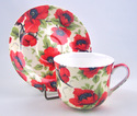 English Bone China Breakfast Cup & Saucer - Red Po