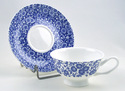 English Bone China Cup & Saucer - Blue Calico Chin