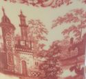 Pair Large Red French Toile China Mugs Castle Desi