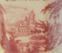 Pair Large Red French Toile China Mugs Castle Desi