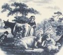 Elegant China Dinner Plate Blue Toile Cow Design 1