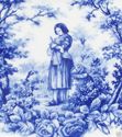 Classic French Toile Serving Bowl Joan of Arc Blue