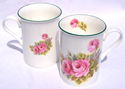 Pair Fine English Bone China Mugs - Rose Pinks Chi