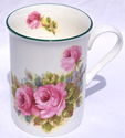 Pair Fine English Bone China Mugs - Rose Pinks Chi