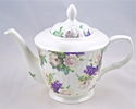 Fine Bone China 6 Cup Teapot White Rose and Violet