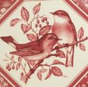 Red Toile Dinner Plate - Bird Design- Rose Chintz