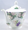 Fine Bone China 6 Cup Teapot White Rose and Violet