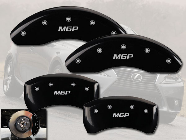 MGP Caliper Covers 26058SMGPBK MGP Engraved Caliper Cover with Black Powder Coat Finish and Silver Characters, Set of 4