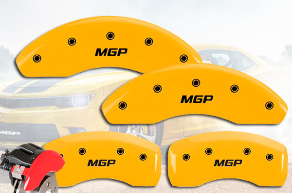 Set of 4 MGP Caliper Covers 30001SMGPRD MGP Engraved Caliper Cover with Red Powder Coat Finish and Silver Characters, 