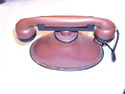 * Vintage Child's Toy Telephone Maroon Metal Tin R