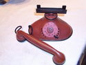 * Vintage Child's Toy Telephone Maroon Metal Tin R