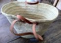 Classic French Market Basket Artisan Handwoven Lea