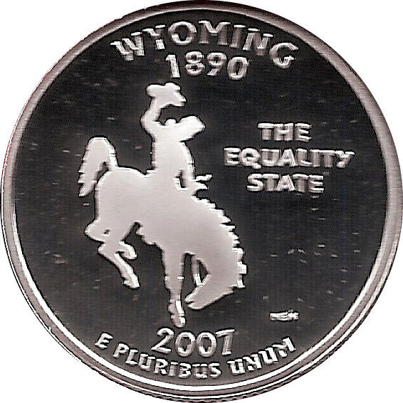WYOMING 2007 S Proof Silver State Quarter DCAM, gateswood