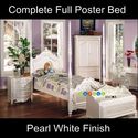 White Full Size Poster Canopy Bed Set Children Bed