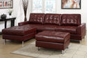 Modern Classic Burgundy Red Tufted Sectional Sofa 