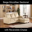 Small Modern Sectional Microfiber Couch Beige or C