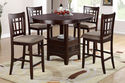 5P Dark Rosy Brown Finish Counter Height Dining Ro