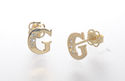 10k Yellow Gold Letter G Initial Stud Earrings Cub