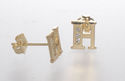 10k Yellow Gold Letter H Initial Stud Earrings Cub