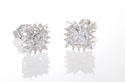 Halo Cubic Zirconia Square Stud Earrings Sterling 