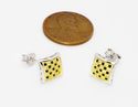 Black & Yellow Cubic Zirconia Stud Earrings 925 St