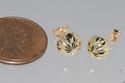 14k Yellow Gold Half Ball Stud Earrings Laser Cut 