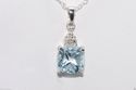 Diamond and Blue Topaz Pendant Necklace 925 Sterli