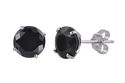 Round Black CZ Stud Earrings .925 Sterling Silver 