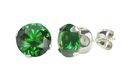 Sterling Silver Round Emerald Green Prong CZ Stud 