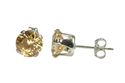 Round Champagne CZ Stud Earrings Prong Set Cubic Z