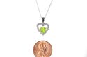 Sterling Silver Diamond and Peridot Heart Necklace