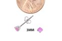 Pink Round CZ Stud Earrings .925 Sterling Silver O