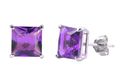 Square Amethyst CZ February Birthstone Stud Earrin