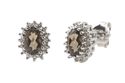 Smoky Quartz & Diamond Stud Earrings Oval .03 ct, 