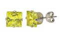 Square Peridot Cubic Zirconia Stud Earrings August