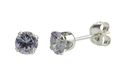 Sterling Silver Lavender Round CZ Stud Earrings Cu