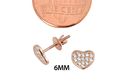 Rose Gold Cubic Zirconia Heart Stud Earrings Screw