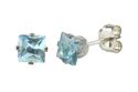 Square Aquamarine CZ March Birthstone Stud Earring