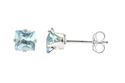 Square Aquamarine CZ March Birthstone Stud Earring