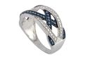 Blue & White Diamond Ring Sterling Silver .02ct - 