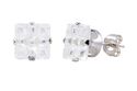 Invisible Cut Square Clear CZ Stud Earrings Sterli