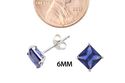 Sapphire CZ Stud Earrings Square Basket Set 925 Si