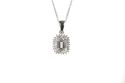 Diamond Pendant Necklace White Topaz Rectangle Gem