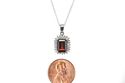 925 Silver 1.78ct Garnet & Diamond Pendant Necklac