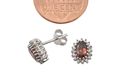 Sterling Silver Garnet & Diamond Stud Earrings Ova