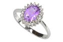 .925 Silver 1ct Amethyst & Diamond Ring