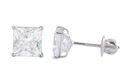 Clear Square CZ BASKET Set SCREWBACK Stud Earrings