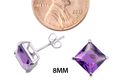 Square Amethyst CZ February Birthstone Stud Earrin